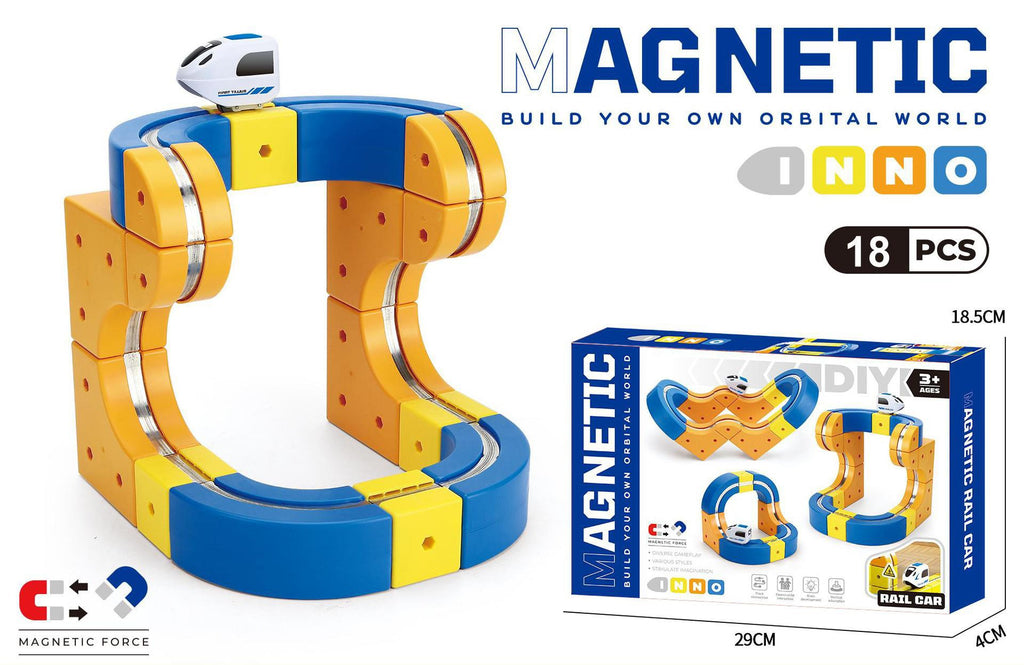 Cross-border children's DIY magnetic building block rail car toys Electric anti-gravity rail car Assembled magnetic rail car 5
