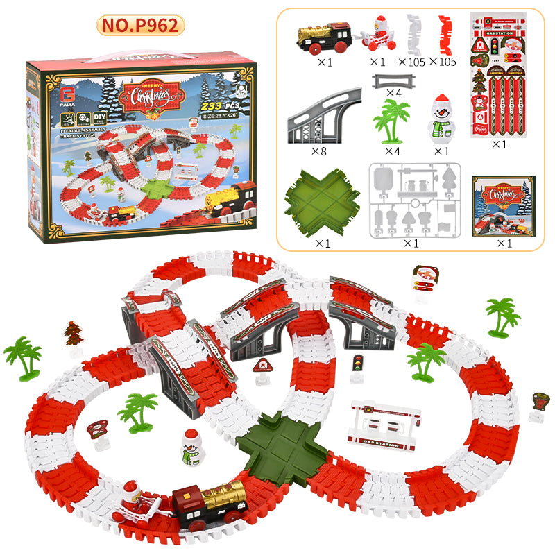 Cross-border hot seller: amazon christmas electric train set - kids' diy assembly educational toy gift, wholesale for export