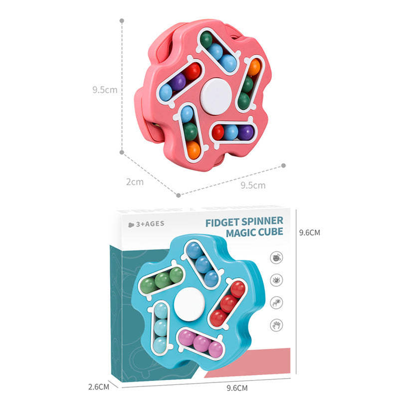 Cross-border children's finger gyro rotating Rubik's cube toy Amazon special-shaped magic bean double-sided playable decompression artifact