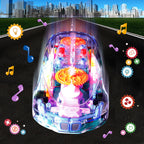 Children's electric universal transparent gear car police car bus racing light music boy toy gift wholesale generation