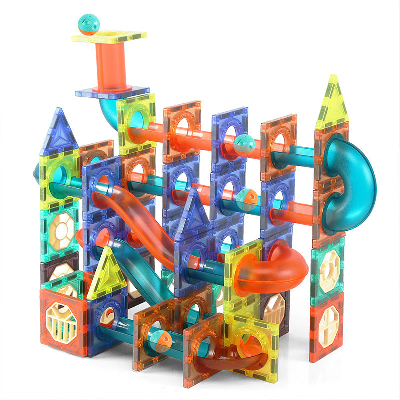 Qianman color window magnetic piece children's educational pipe ball toy boy multi-functional magnetic assembly building block baby