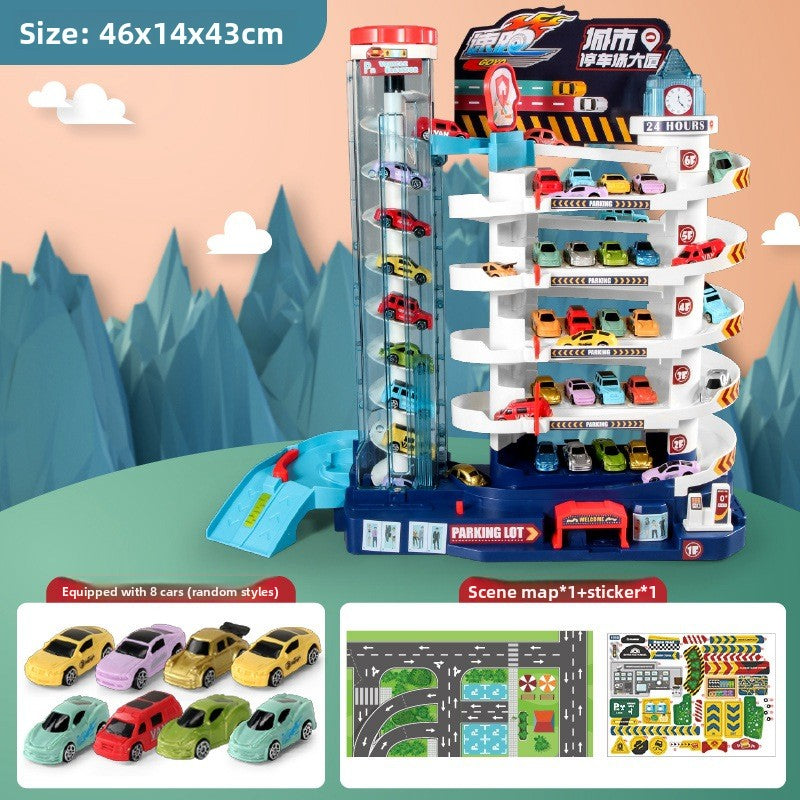 Dinosaur Mountain Road Rail Car Children's Car Building Parking Lot Douyin Adventure Boy Toys 34