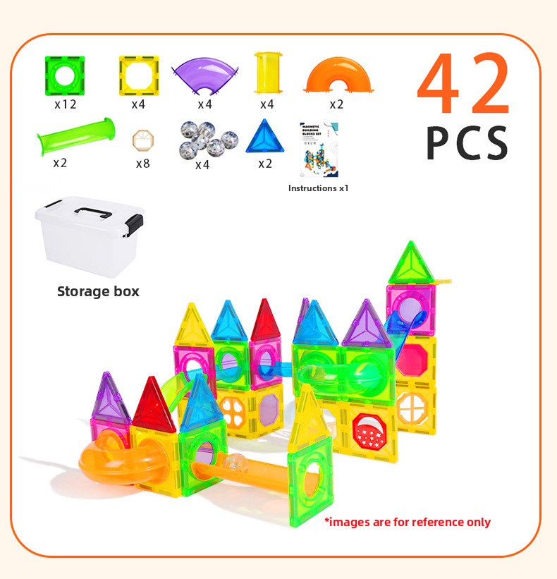 Qianman color window magnetic piece children's educational pipe ball toy boy multi-functional magnetic assembly building block baby