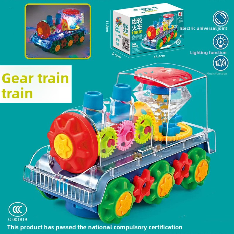 Children's electric universal transparent gear car police car bus racing light music boy toy gift wholesale generation