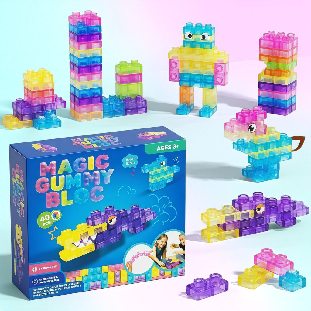 Cross-border jelly building blocks sensory soft building kids educational soft plastic decompression pinch building blocks