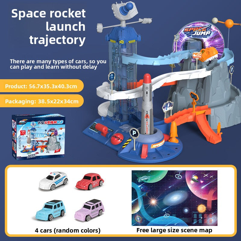Dinosaur Mountain Road Rail Car Children's Car Building Parking Lot Douyin Adventure Boy Toys 34