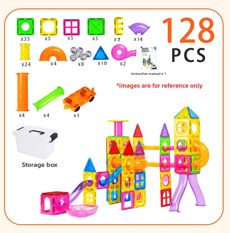 Qianman color window magnetic piece children's educational pipe ball toy boy multi-functional magnetic assembly building block baby