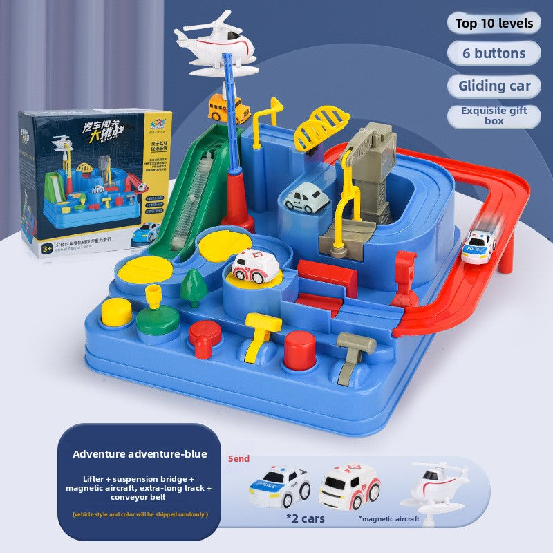Douyin Small Train Set Track Parking Lot Children Car Breaking Through Adventure Puzzle Brain Toy Boy