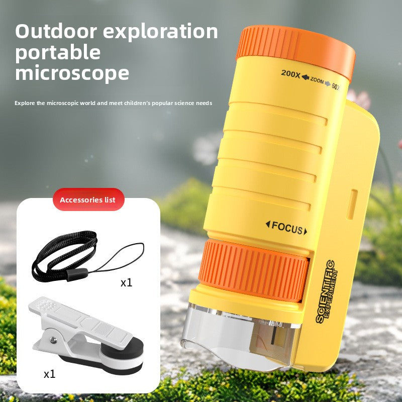 Kids' portable microscope science experiment kit - educational toy for elementary school students, boys & girls - includes prepared slides