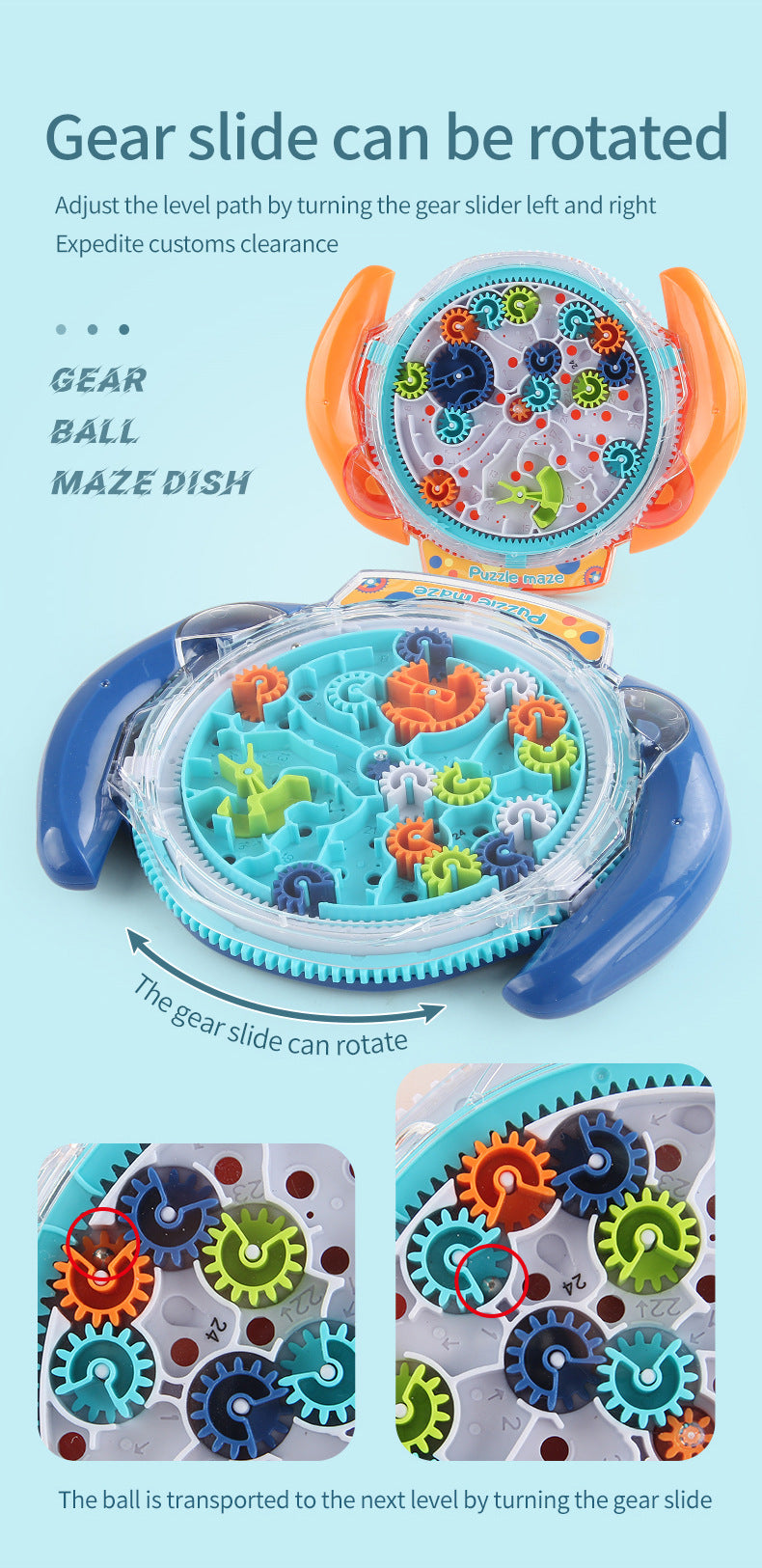 Factory direct children's handle gear maze disk toy - palm-sized balancing ball educational & stress-relief maze toy