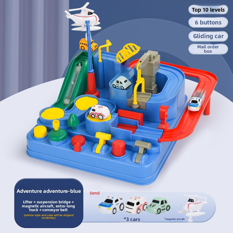 Douyin Small Train Set Track Parking Lot Children Car Breaking Through Adventure Puzzle Brain Toy Boy