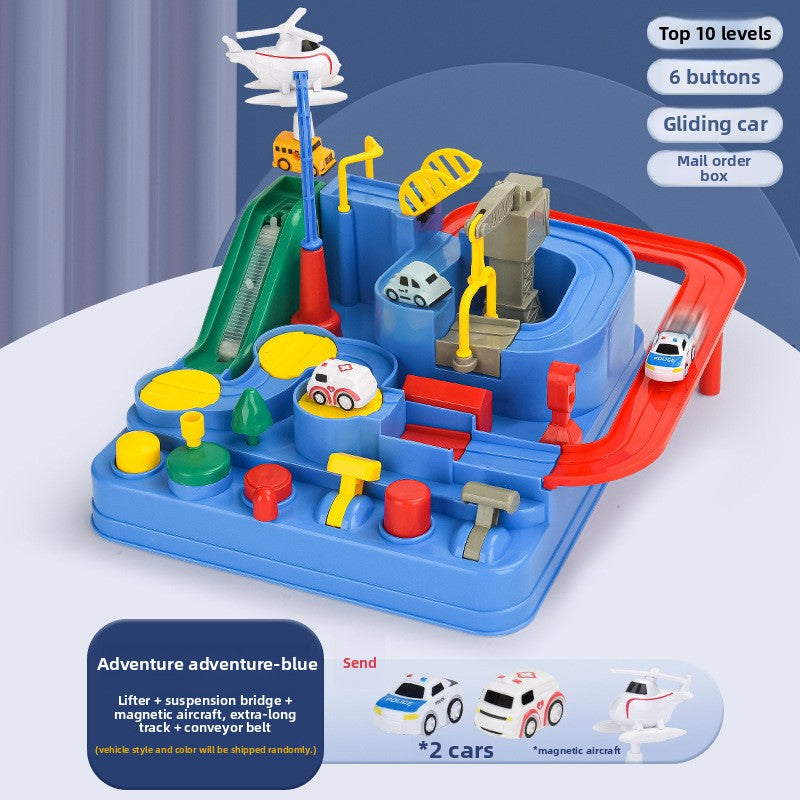 Douyin Small Train Set Track Parking Lot Children Car Breaking Through Adventure Puzzle Brain Toy Boy