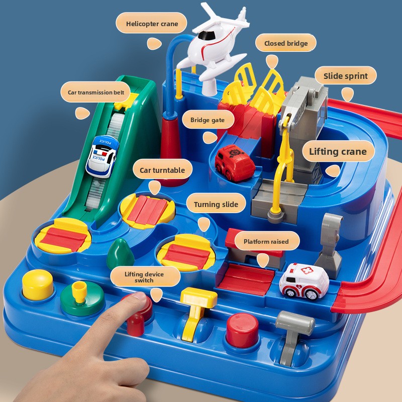 Douyin Small Train Set Track Parking Lot Children Car Breaking Through Adventure Puzzle Brain Toy Boy