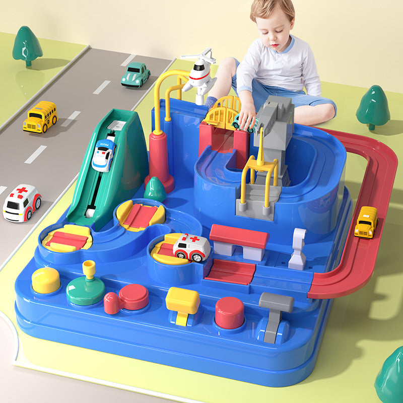 Douyin Small Train Set Track Parking Lot Children Car Breaking Through Adventure Puzzle Brain Toy Boy