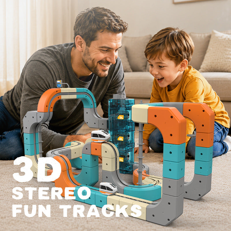 Cross-border magic and ever-changing magnetic rail car with elevator anti-gravity magnetic rail car small train assembly toy