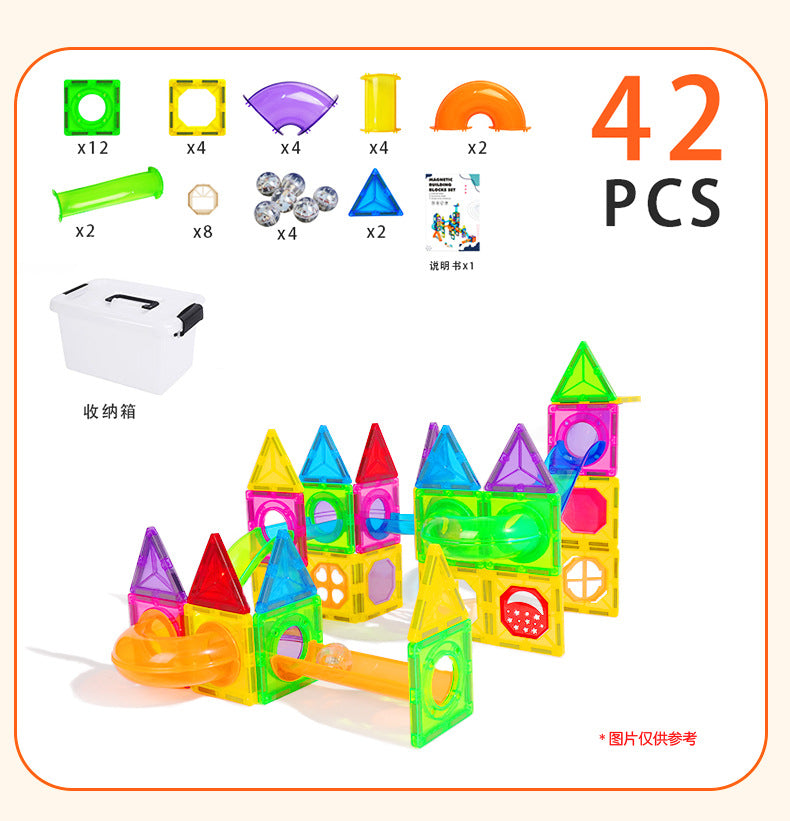 Qianman color window magnetic piece children's educational pipe ball toy boy multi-functional magnetic assembly building block baby