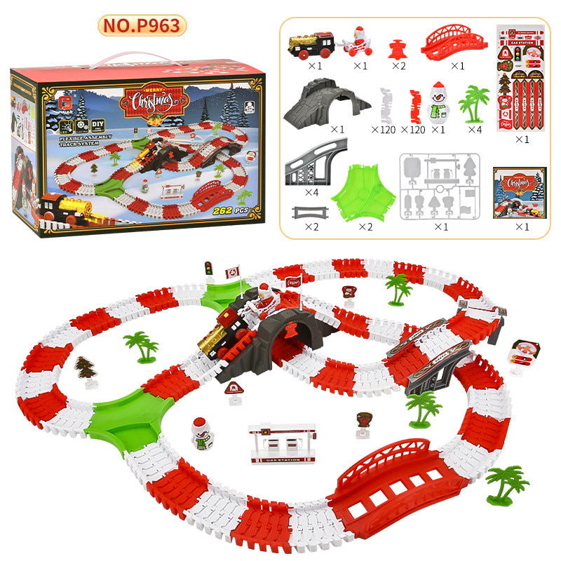 Cross-border hot seller: amazon christmas electric train set - kids' diy assembly educational toy gift, wholesale for export