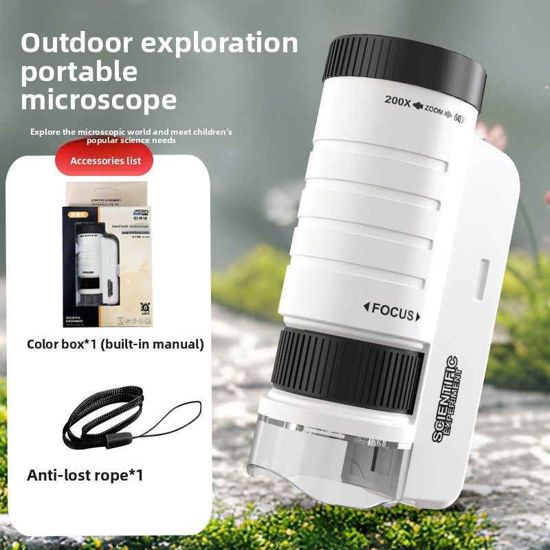 Kids' portable microscope science experiment kit - educational toy for elementary school students, boys & girls - includes prepared slides