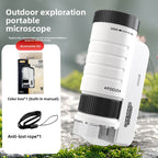 Kids' portable microscope science experiment kit - educational toy for elementary school students, boys & girls - includes prepared slides
