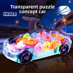 Children's electric universal transparent gear car police car bus racing light music boy toy gift wholesale generation