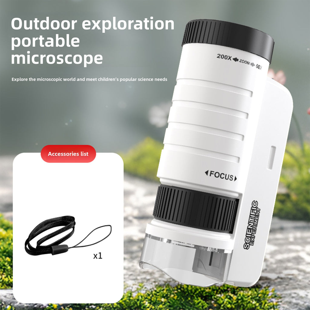 Kids' portable microscope science experiment kit - educational toy for elementary school students, boys & girls - includes prepared slides