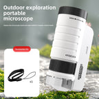 Kids' portable microscope science experiment kit - educational toy for elementary school students, boys & girls - includes prepared slides