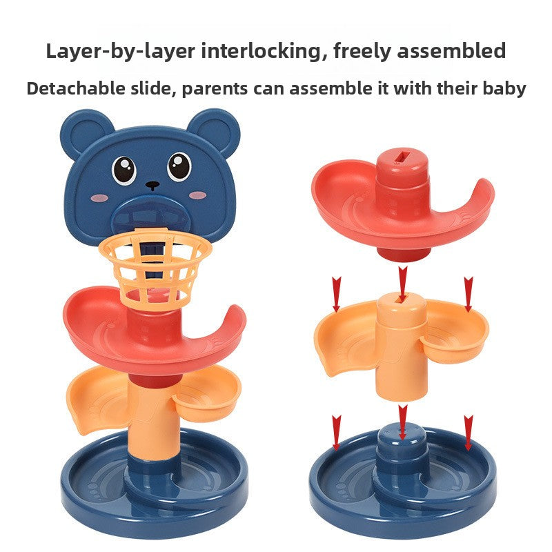Fun track slider tower shooting stacking music turning music children's baby educational early education ball toys 1-3 years old