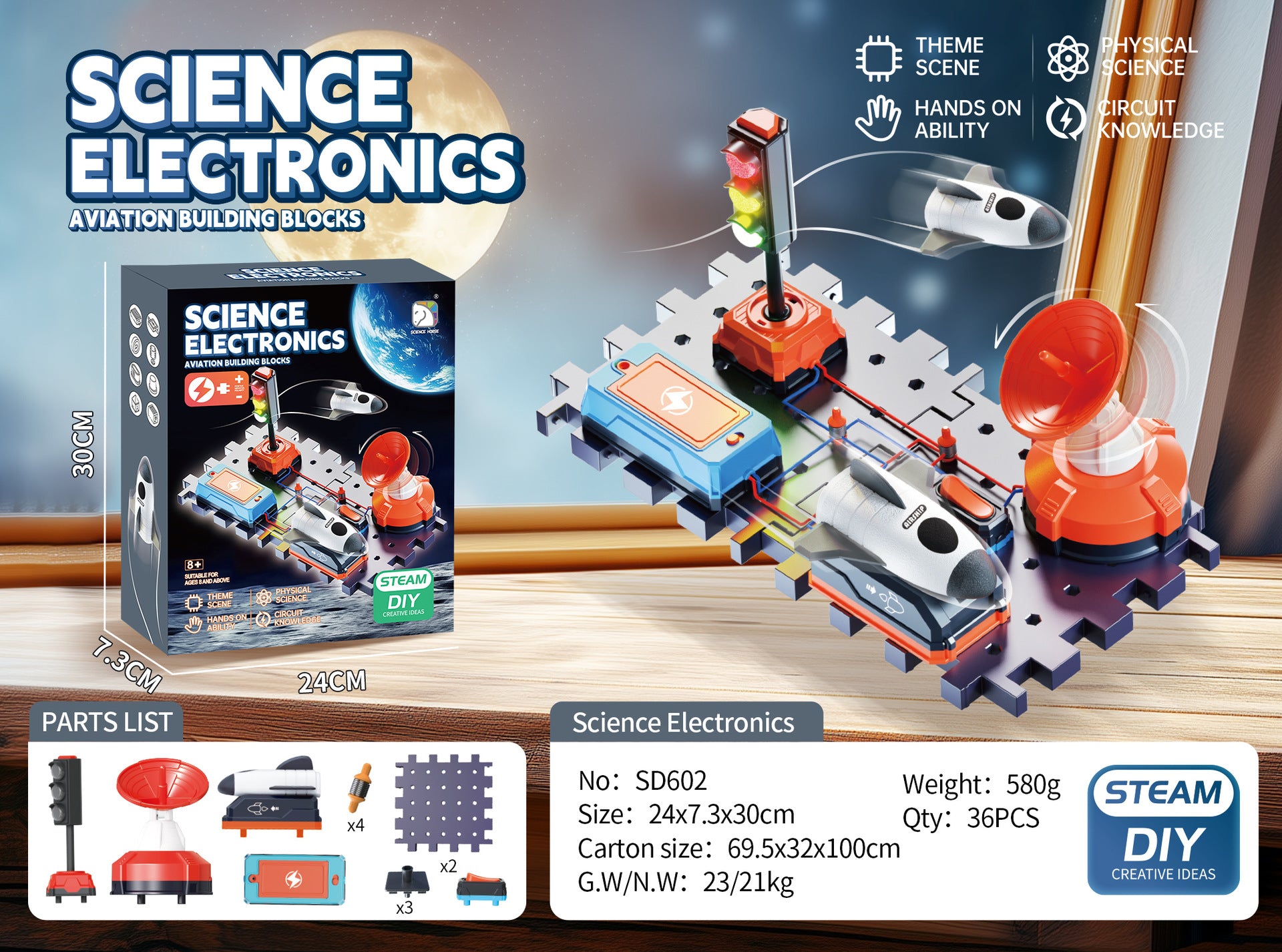 Cross-border hot-selling aerospace circuit building block physical circuit assembly children's science experiment set science and education toy gift