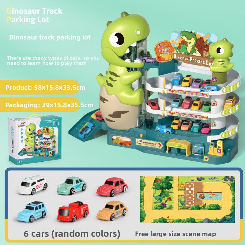 Dinosaur Mountain Road Rail Car Children's Car Building Parking Lot Douyin Adventure Boy Toys 34