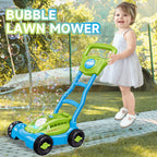 Cross-border Amazon hand-pushed lawn mowing bubble cart Children's automatic bubble blowing light Outdoor cart Bubble machine