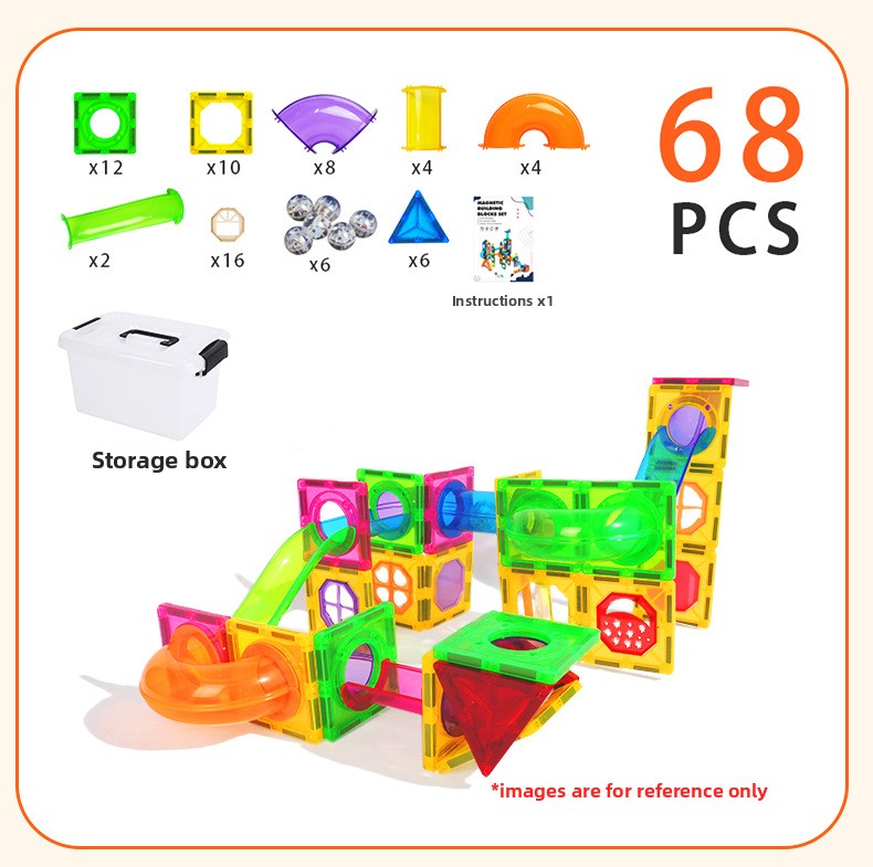 Qianman color window magnetic piece children's educational pipe ball toy boy multi-functional magnetic assembly building block baby