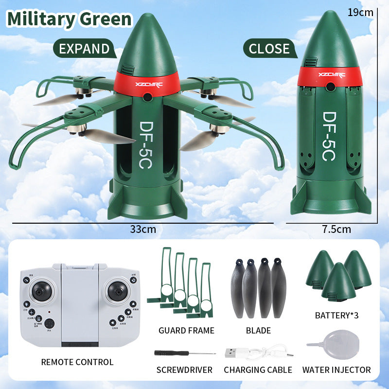 Cross-border explosion Dongfeng 5C missile light spray remote control drone four-axis hovering aircraft boy toy