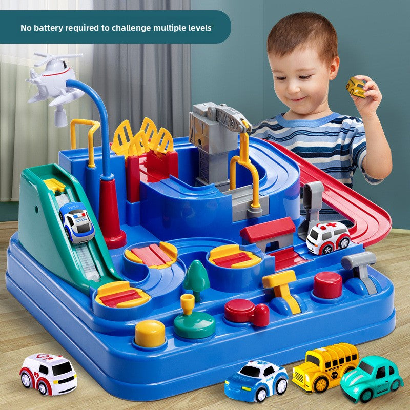 Douyin Small Train Set Track Parking Lot Children Car Breaking Through Adventure Puzzle Brain Toy Boy