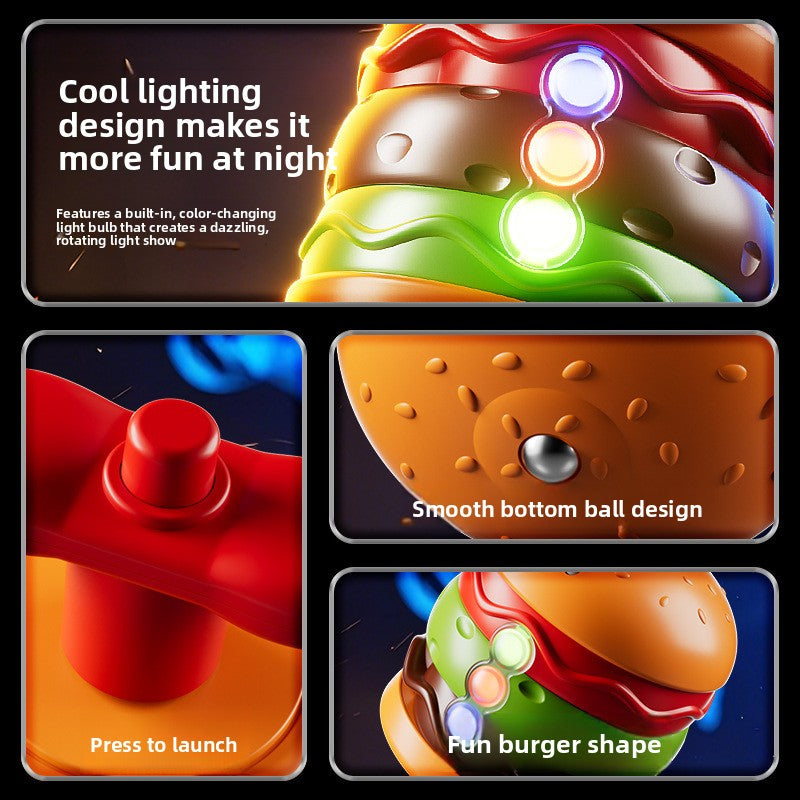 Children's luminous spinning gyro toy burger flash music gyro boys and girls puzzle kindergarten small gift