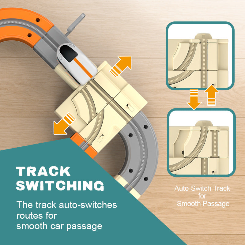 Cross-border magic and ever-changing magnetic rail car with elevator anti-gravity magnetic rail car small train assembly toy
