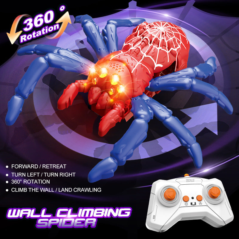 Cross-border remote control electric wall climbing spider light sound effect bionic joint cornice walking wall 360 ° rotating crawler