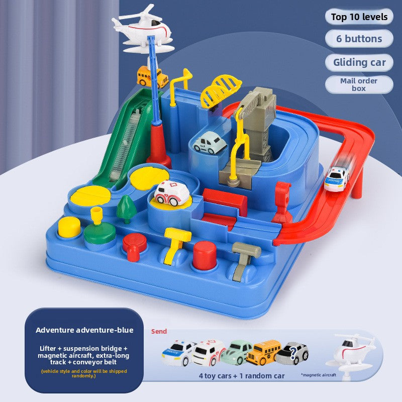 Douyin Small Train Set Track Parking Lot Children Car Breaking Through Adventure Puzzle Brain Toy Boy