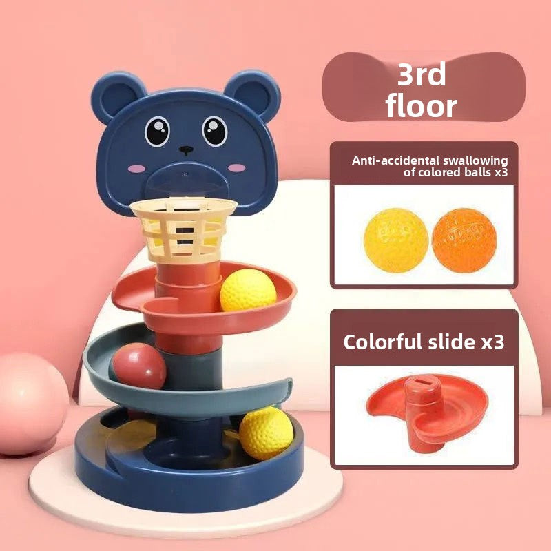 Fun track slider tower shooting stacking music turning music children's baby educational early education ball toys 1-3 years old