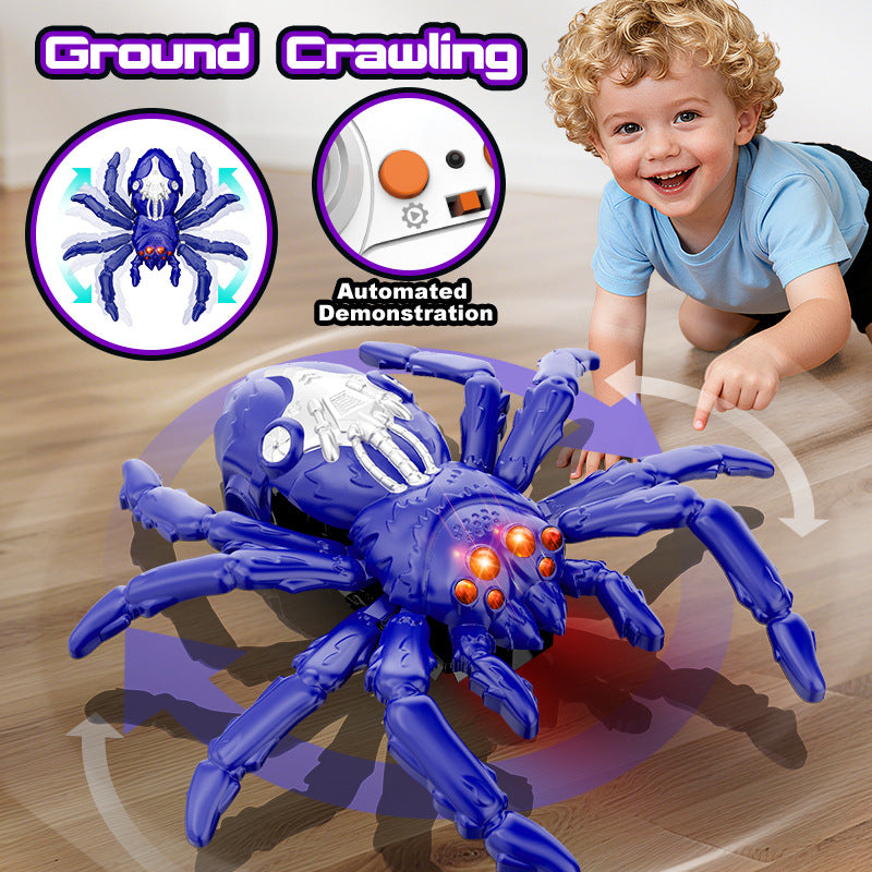Cross-border remote control electric wall climbing spider light sound effect bionic joint cornice walking wall 360 ° rotating crawler