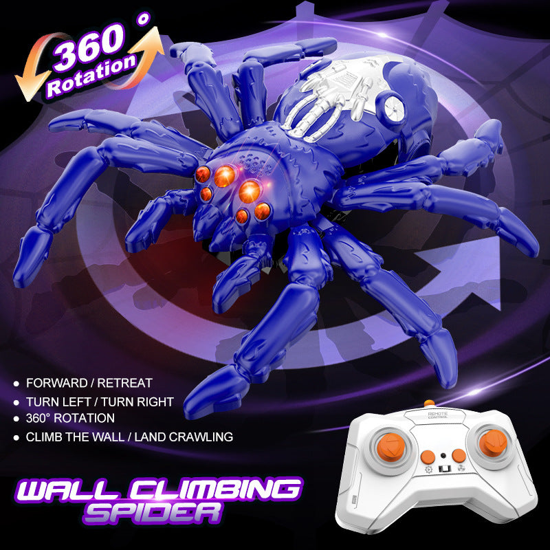 Cross-border remote control electric wall climbing spider light sound effect bionic joint cornice walking wall 360 ° rotating crawler