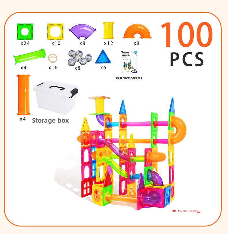 Qianman color window magnetic piece children's educational pipe ball toy boy multi-functional magnetic assembly building block baby