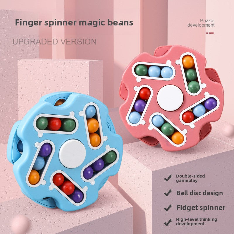 Cross-border children's finger gyro rotating Rubik's cube toy Amazon special-shaped magic bean double-sided playable decompression artifact