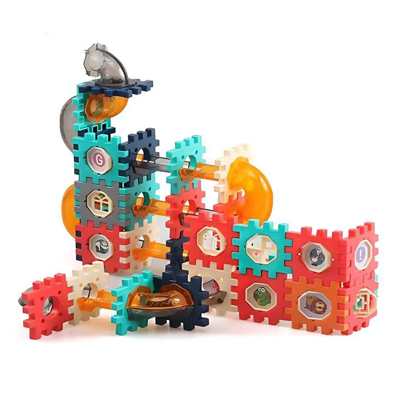 Cross-border 3d creative pipe rolling ball building block set - 3d track maze - children's focus & concentration toy building blocks