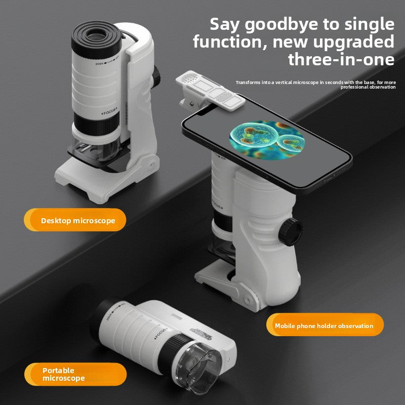 Kids' portable microscope science experiment kit - educational toy for elementary school students, boys & girls - includes prepared slides