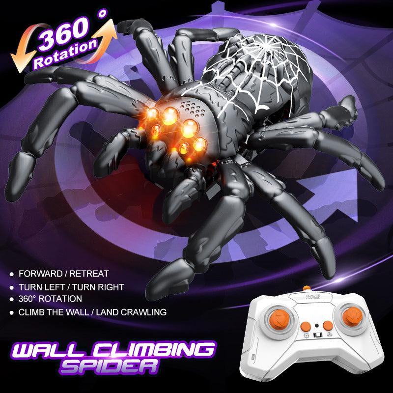 Cross-border remote control electric wall climbing spider light sound effect bionic joint cornice walking wall 360 ° rotating crawler