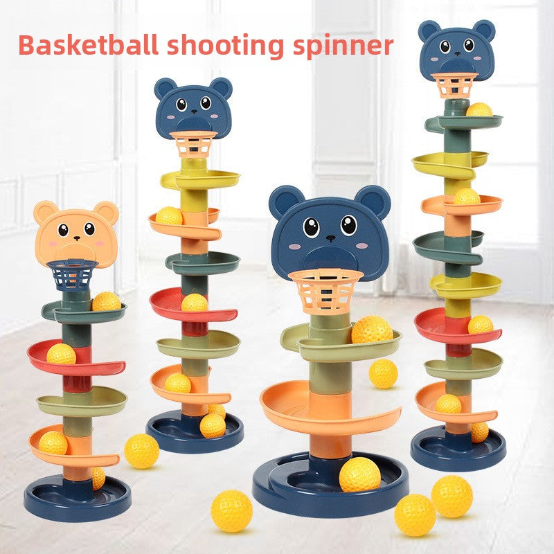Fun track slider tower shooting stacking music turning music children's baby educational early education ball toys 1-3 years old