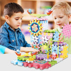 Variety electric building block gear large particle soft rubber macaron gift box children decompression assembly puzzle toy