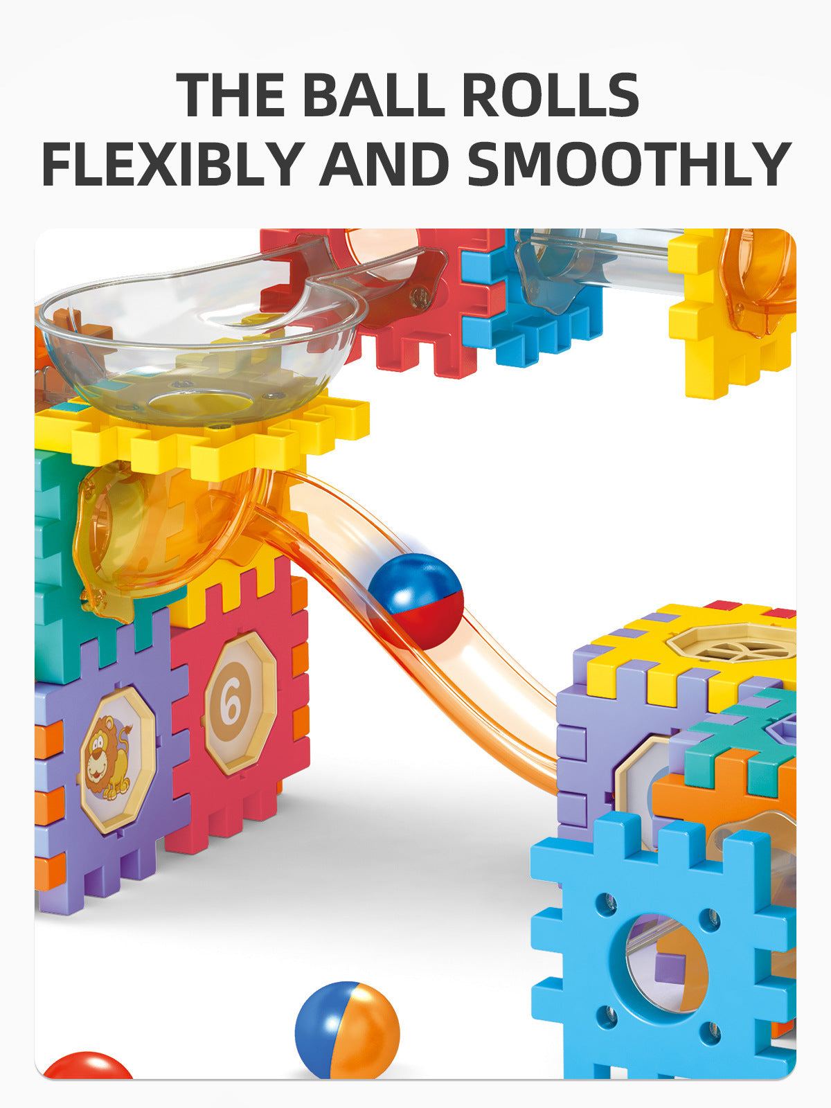 Cross-border 3d creative pipe rolling ball building block set - 3d track maze - children's focus & concentration toy building blocks