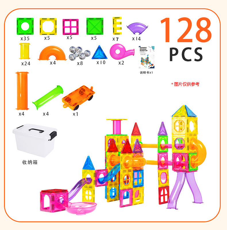 Qianman color window magnetic piece children's educational pipe ball toy boy multi-functional magnetic assembly building block baby