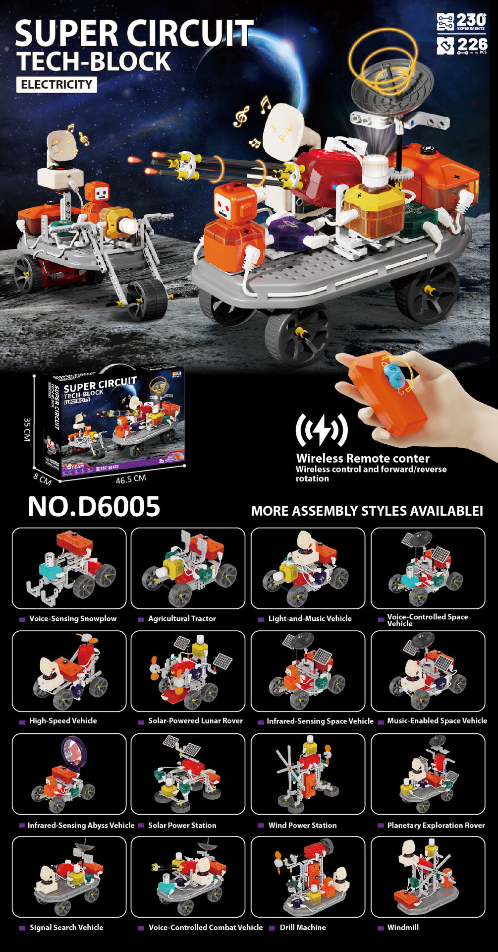Cross-border hot-selling electronic circuit assembly building block car to send children birthday gifts educational toys training institutions